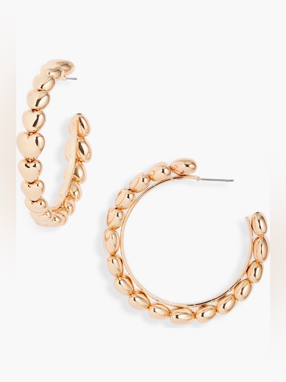 Open Edit Gold Toned Puffy Heart Hoop Earrings